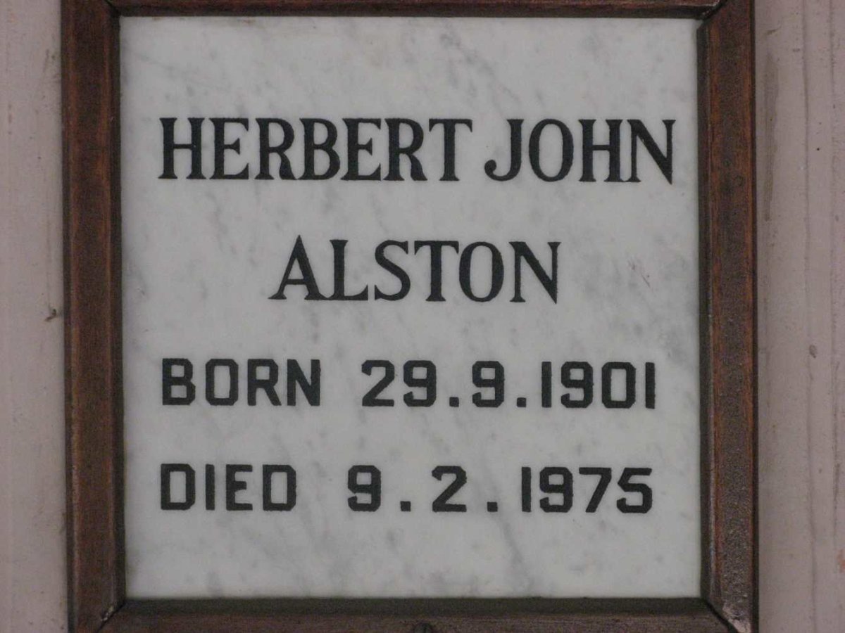 ALSTON Herbert John 1901-1975