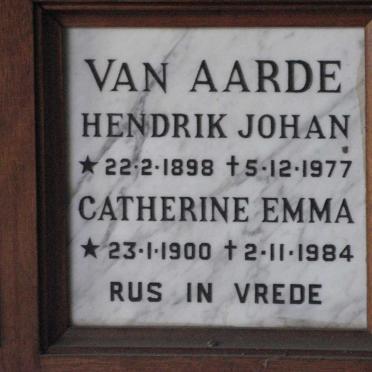 AARDE Hendrik Johan, van 1898-1977 &amp; Catherine Emma 1900-1984