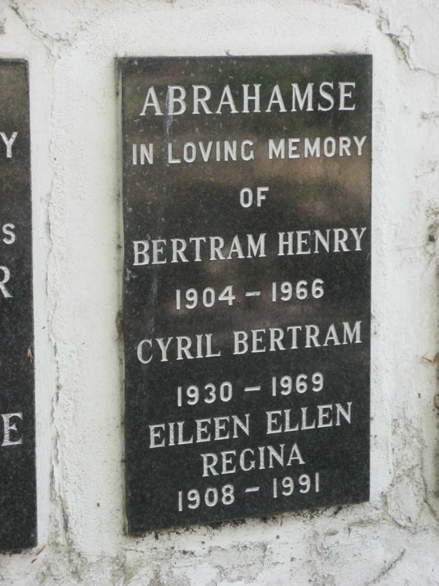 ABRAHAMSE Bertram Henry 1904-1966 &amp; Eileen Ellen Regina 1908-1991 :: ABRAHAMSE Cyril Bertram 1930-1969