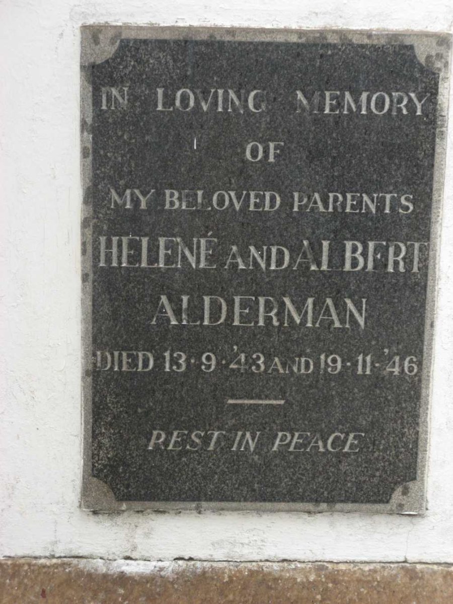ALDERMAN Albert -1946 &amp; Helené -1943