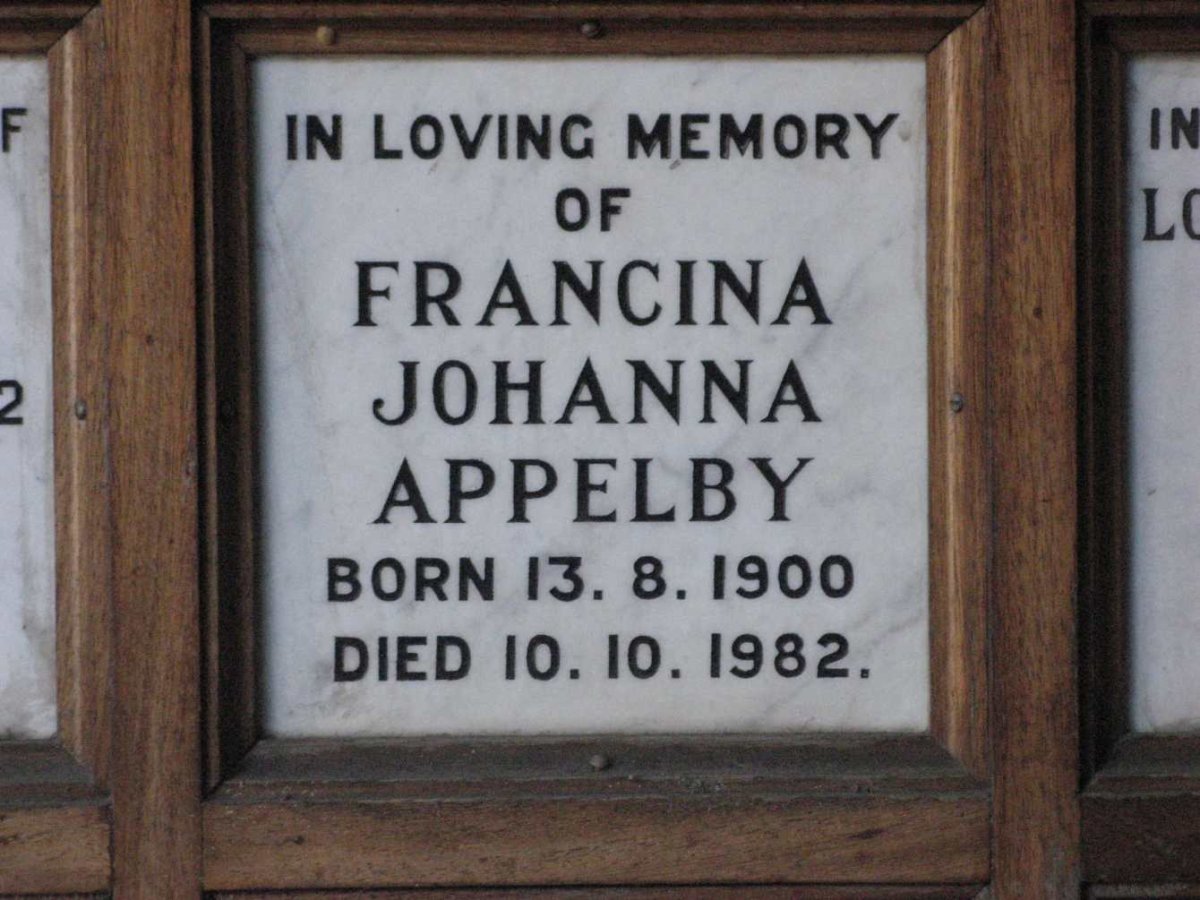 APPELBY Francina Johanna 1900-1982