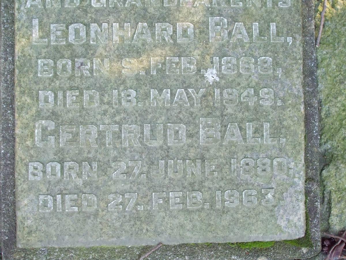 BALL Leonhard 1868-1949 &amp; Gertrud 1880-1963