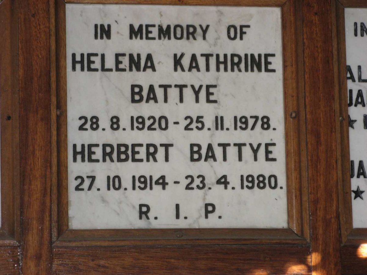 BATTYE Herbert 1914-1980 &amp; Helena Kathrine 1920-1978