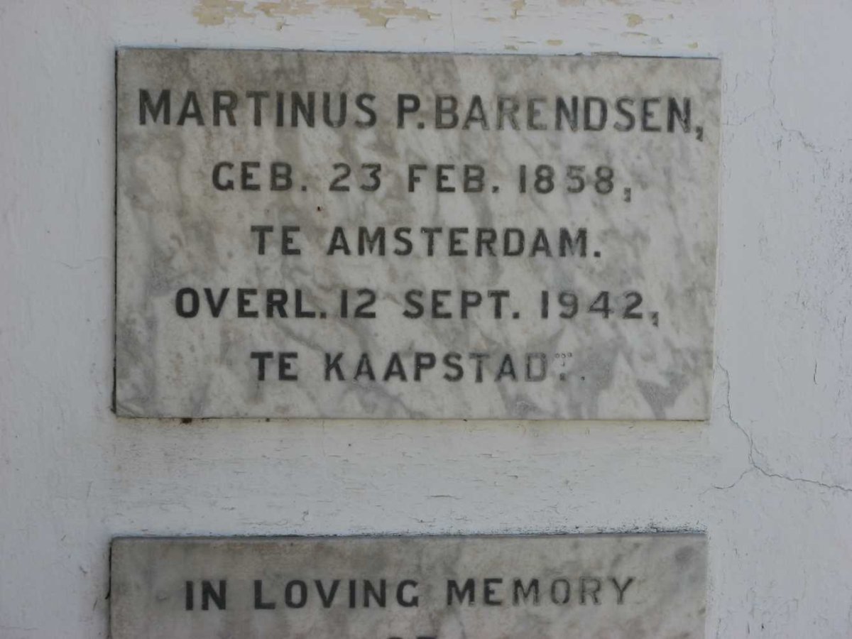BARENDSEN Martinus P. 1858-1942