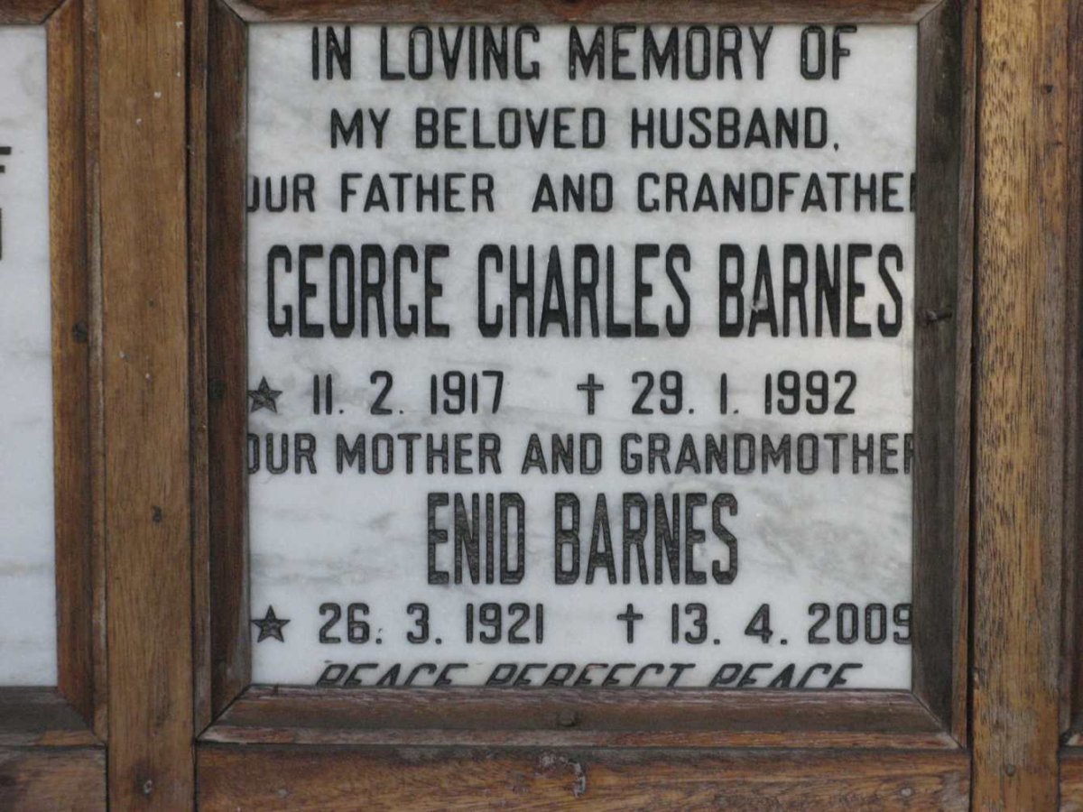BARNES George Charles 1917-1992 &amp; Enid 1921-2009