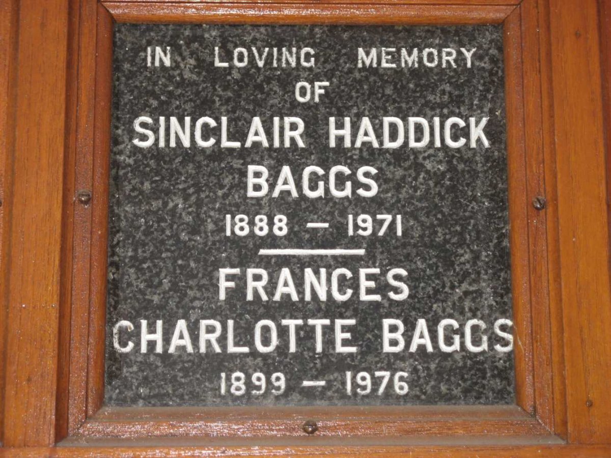 BAGGS Sinclair Haddick 1888-1971 &amp; Frances Charlotte 1899-1976