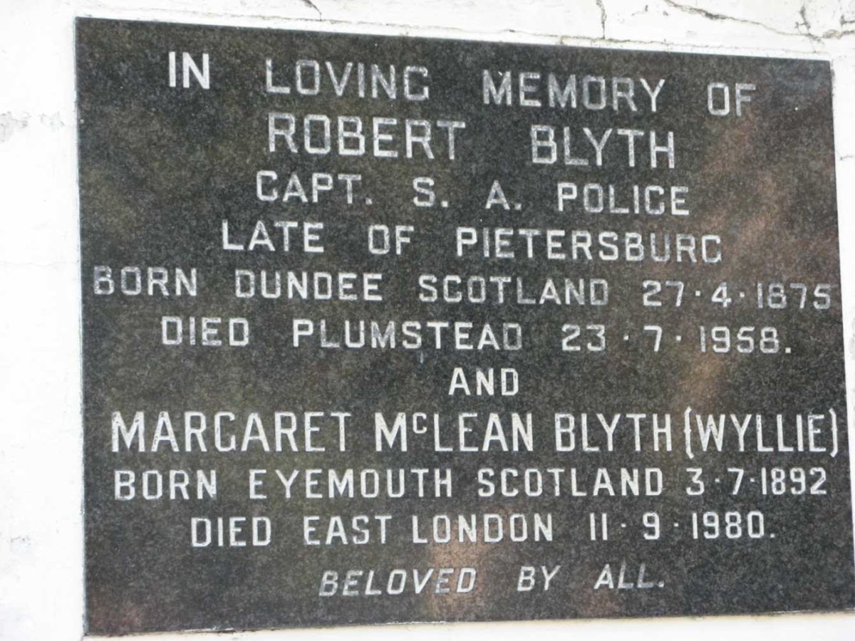 BLYTH Robert 1875-1958 &amp; Margaret McLean WYLLIE 1892-1980