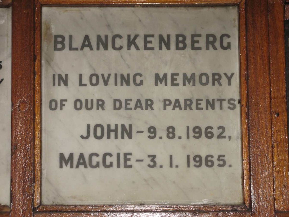 BLANCKENBERG John -1962 &amp; Maggie -1965
