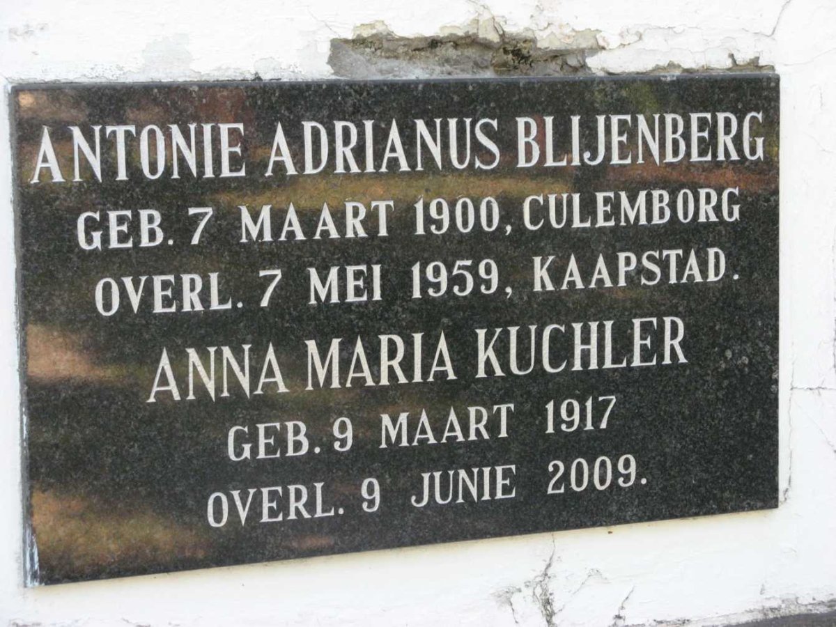 BLIJENBERG Antonie Adrianus 1900-1959 &amp; Anna Maria Kuchler 1917-2009