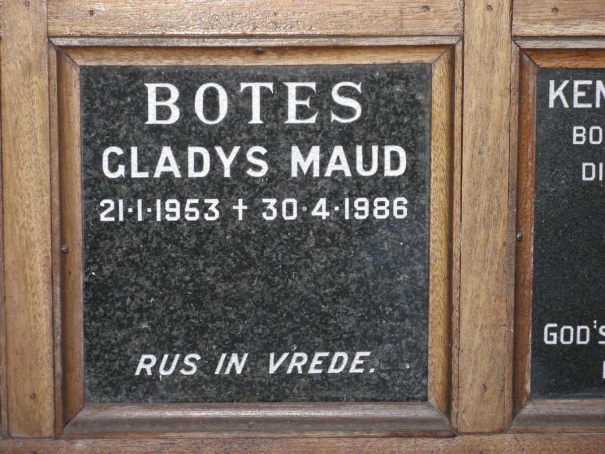 BOTES Gladys Maud 1953-1986