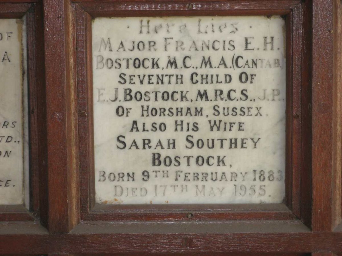 BOSTOCK Francis E.H. &amp; Sarah SOUTHEY 1883-1955