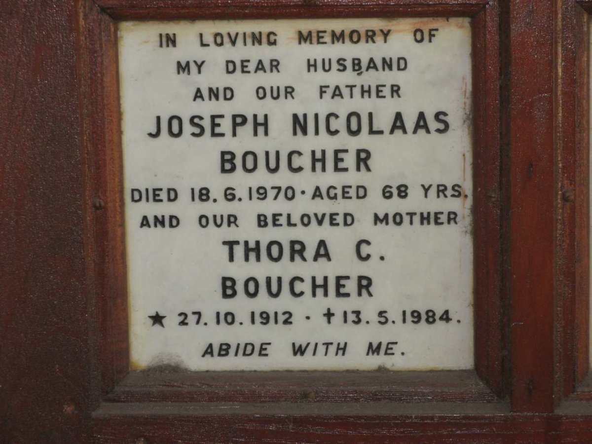 BOUCHER Joseph Nicolaas -1970 &amp; Thora C. 1912-1984