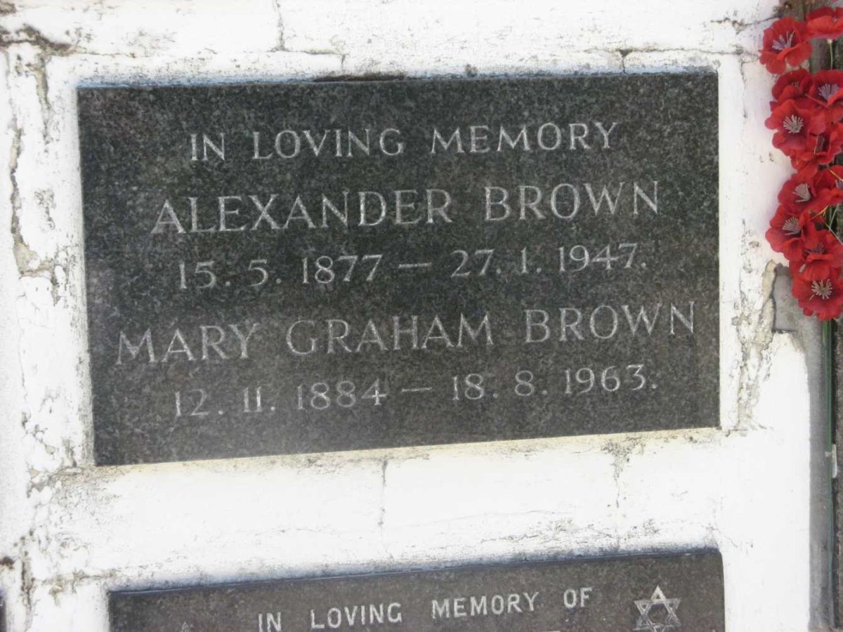 BROWN Alexander 1877-1947 &amp; Mary Graham 1884-1963
