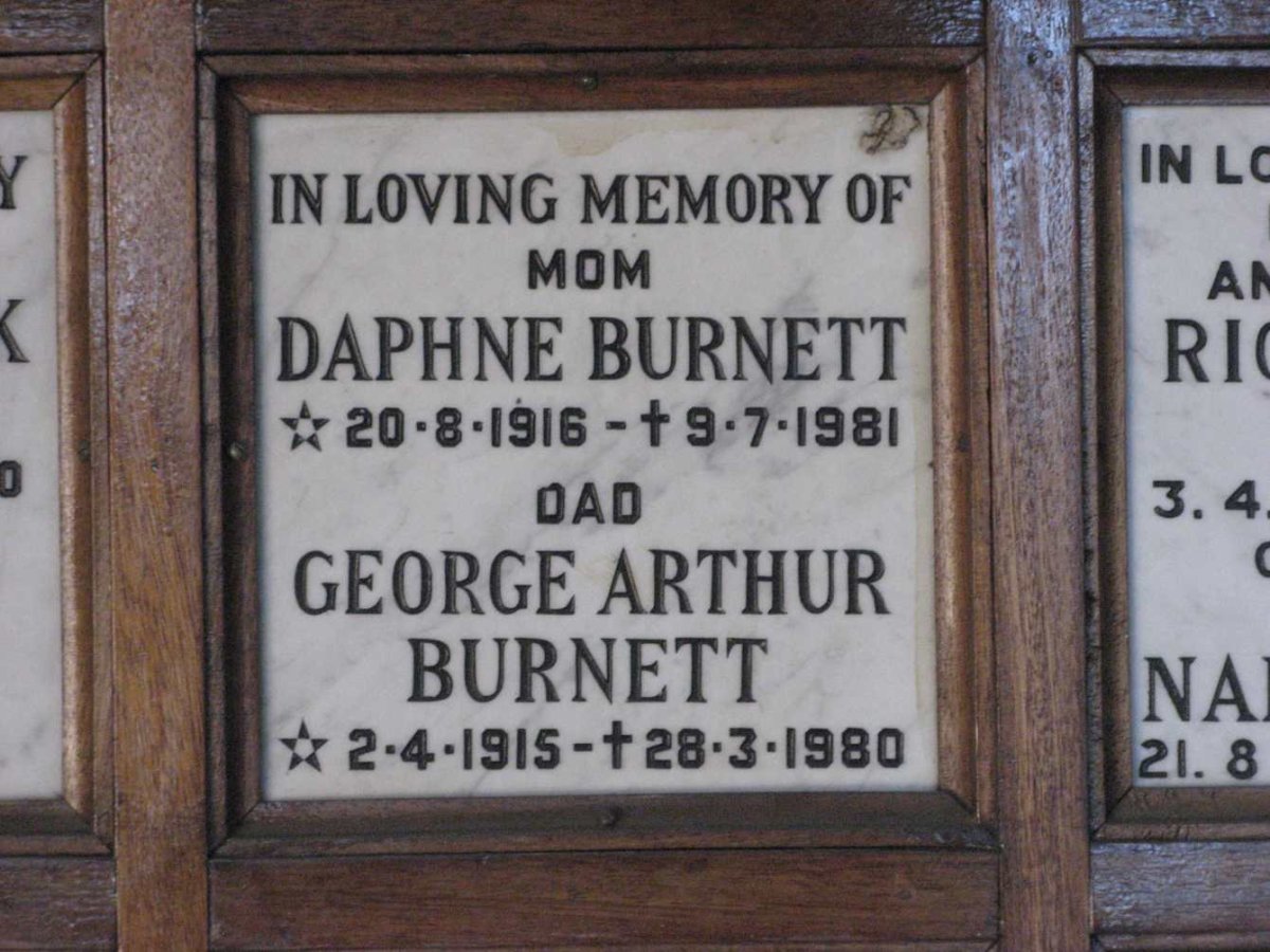 BURNETT George Arthur 1915-1980 &amp; Daphne 1916-1981