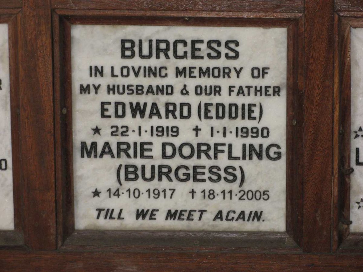 BURGESS Edward 1919-1990 &amp; Marie DORFLING 1917-2005