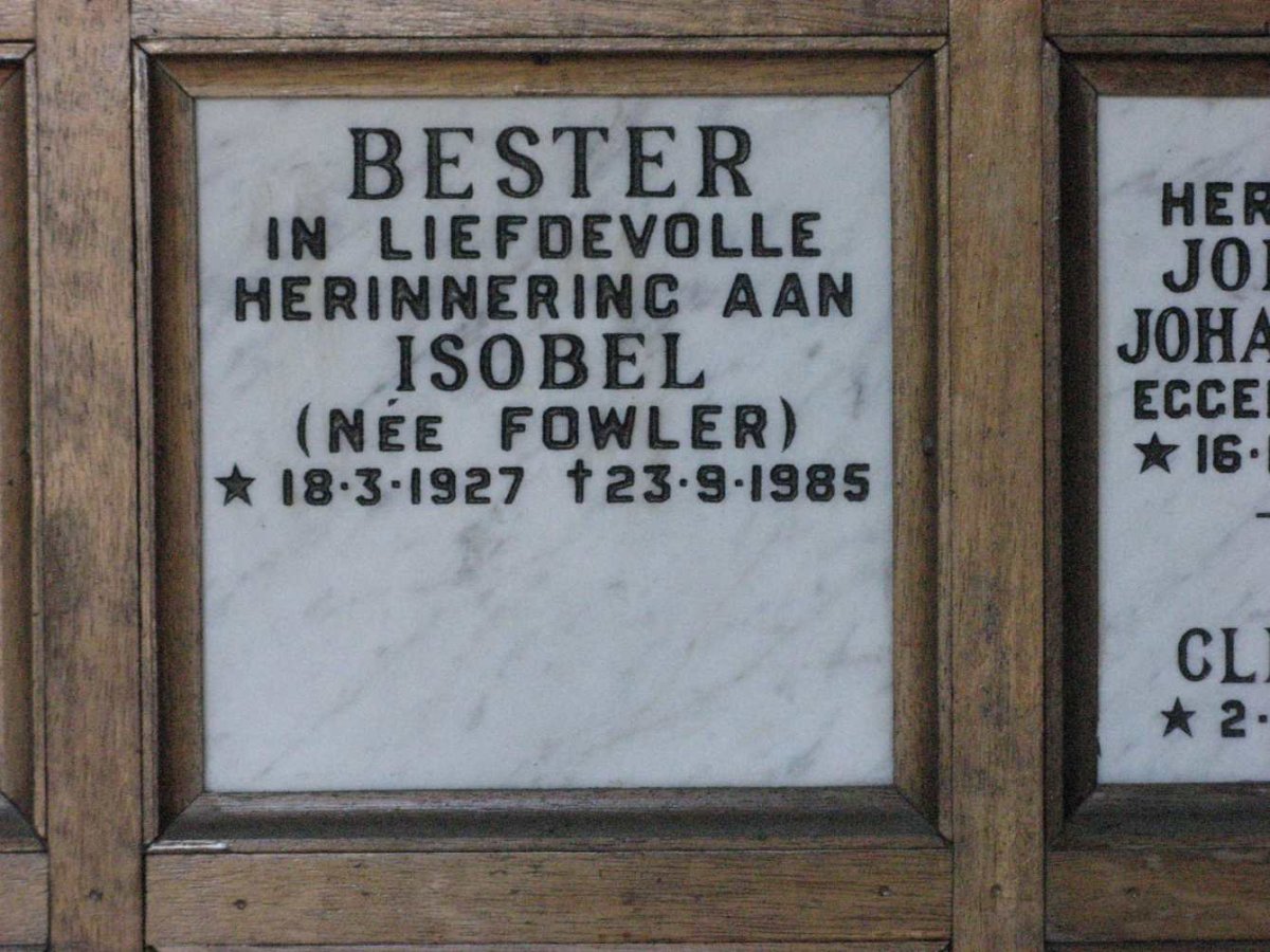BESTER Isobel nee FOWLER 1927-1985