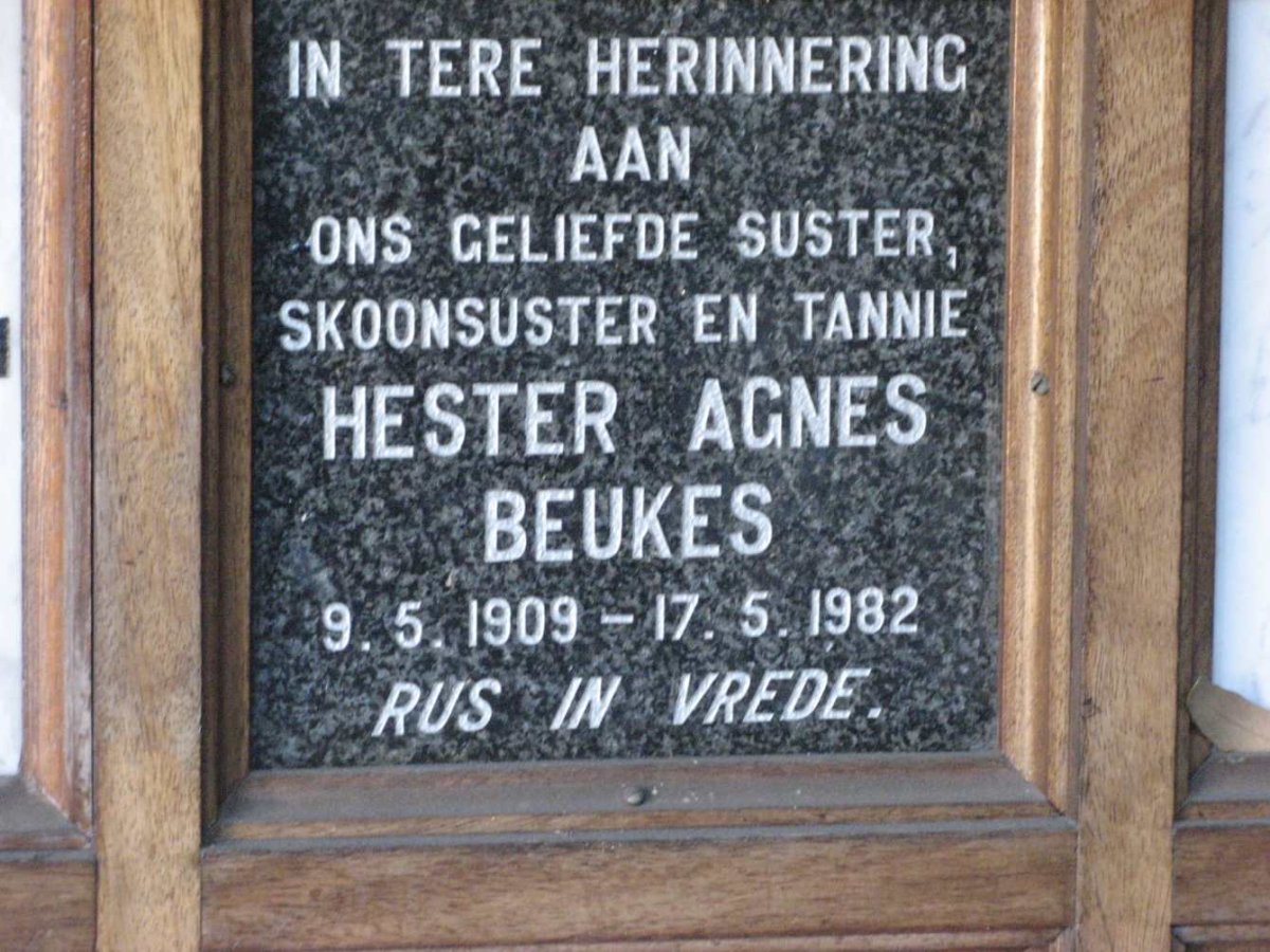 BEUKES Hester Agnes 1909-1982