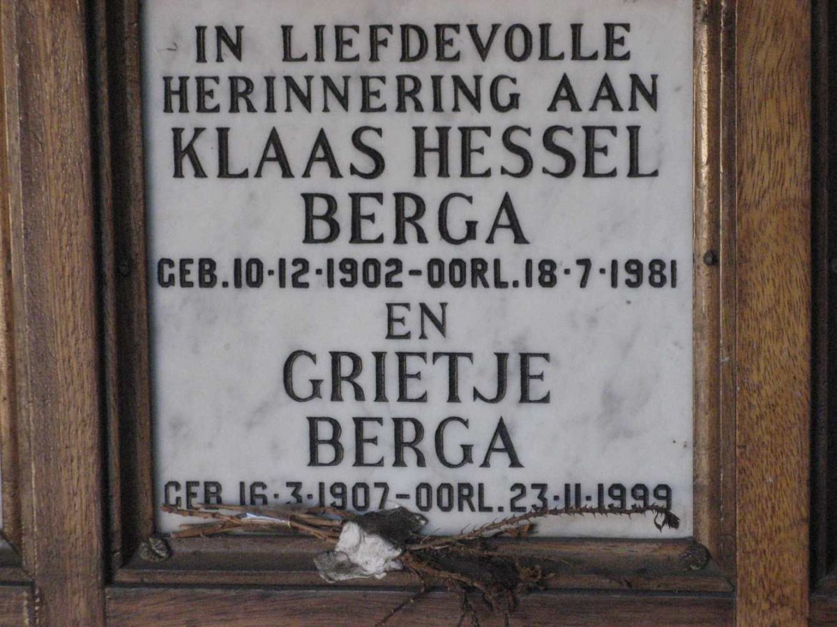 BERGA Klaas Hessel 1902-1981 &amp; Grietje 1907-1999