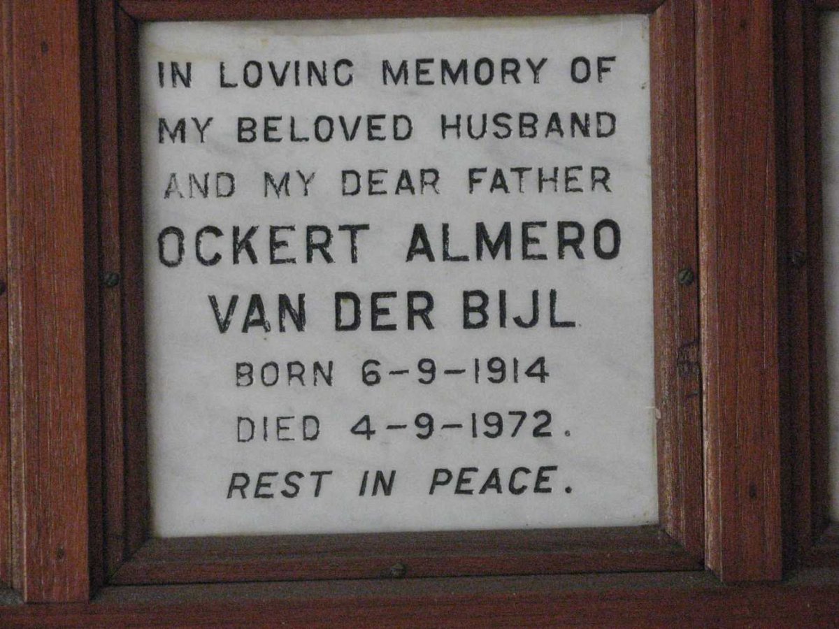 BIJL Ockert Almero, van der 1914-1972