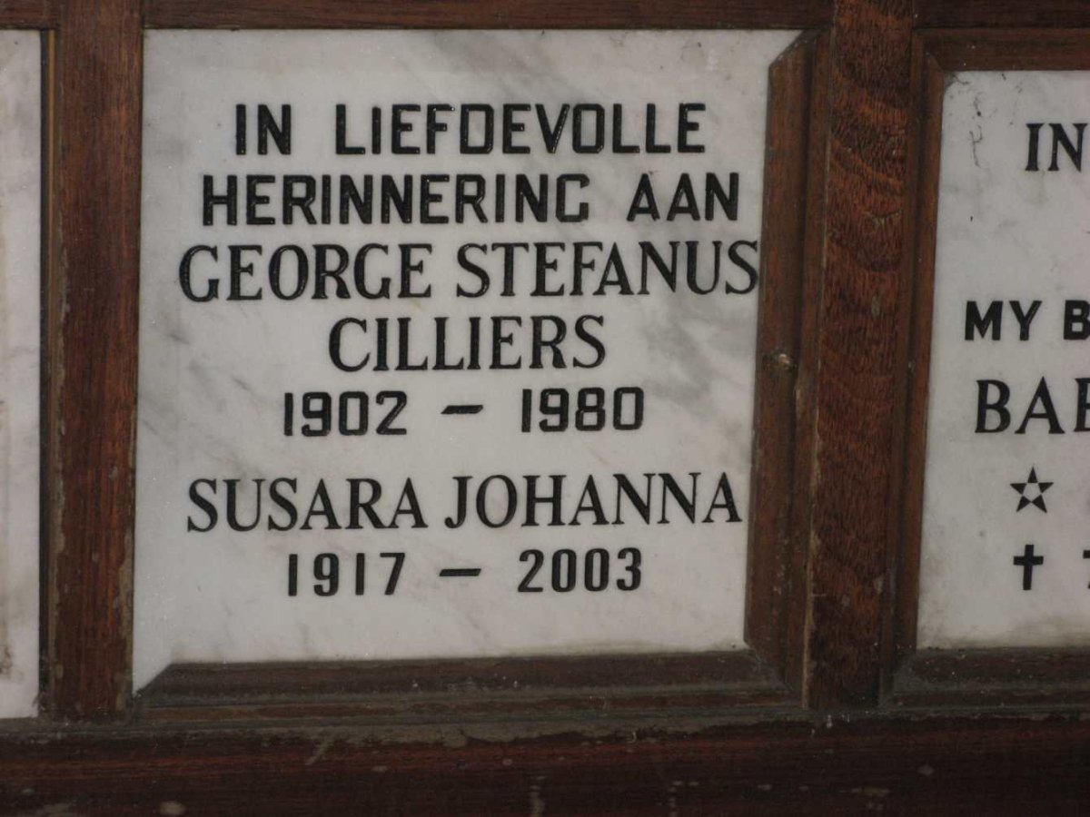 CILLIERS George Stefanus 1902-1980 &amp; Susara Johanna 1917-2003