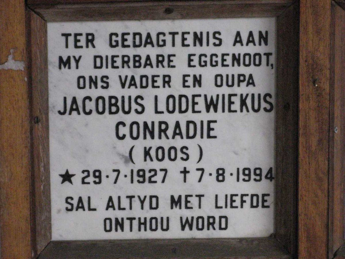 CONRADIE Jacobus Lodewiekus 1927-1994