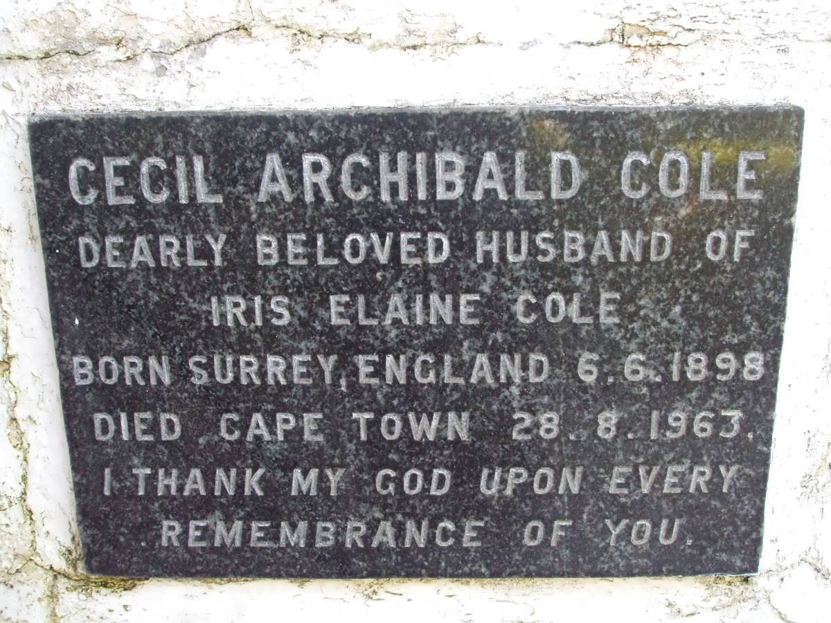 COLE Cecil Archibald 1898-1963