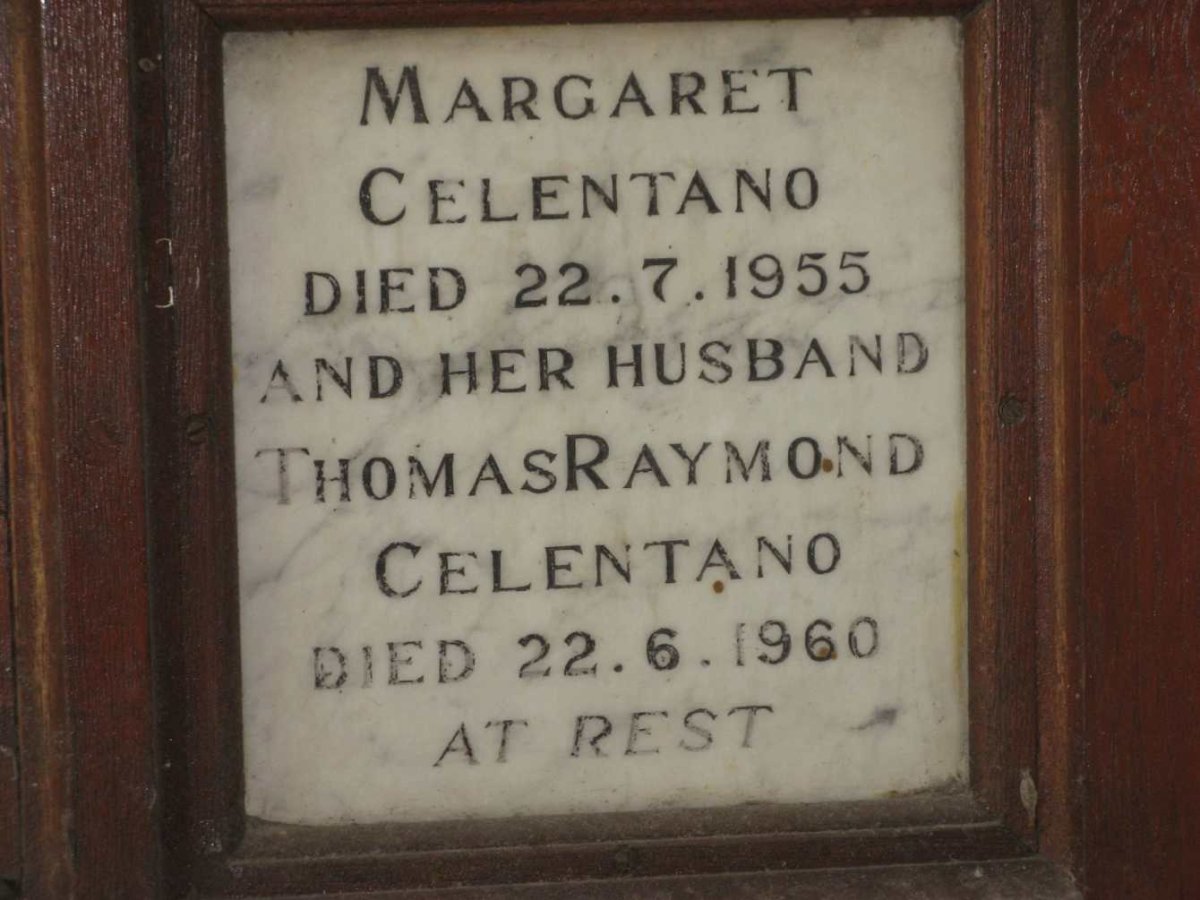 CELENTANO Thomas Raymond -1960 &amp; Margaret -1955