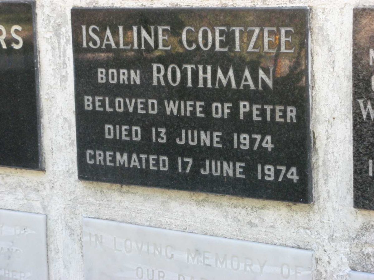 COETZEE Isaline nee ROTHMAN -1974