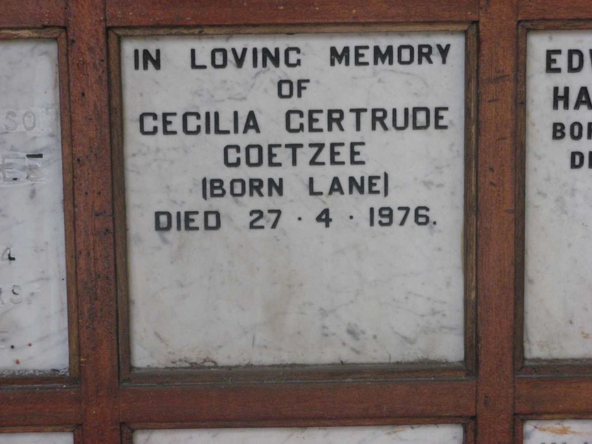 COETZEE Cecilia Gertrude nee LANE -1976