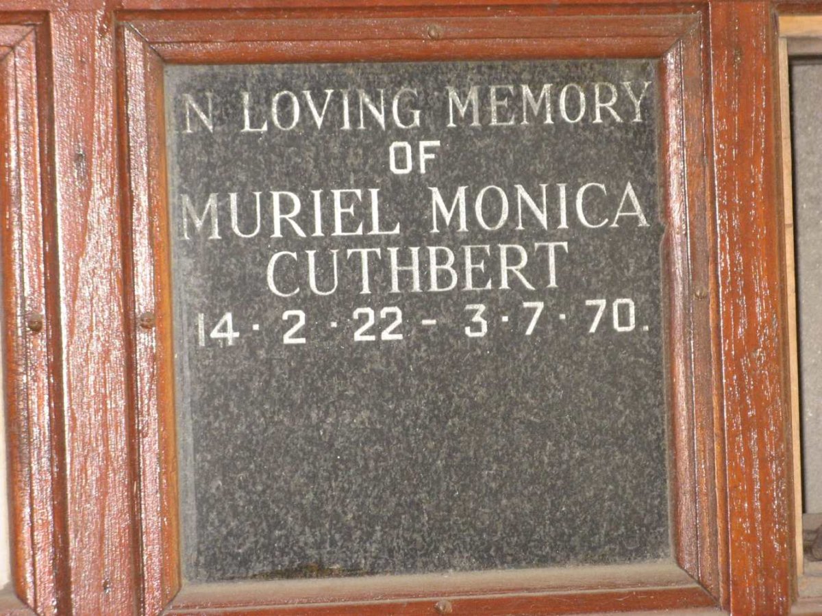CUTHBERT Muriel Monica 1922-1970