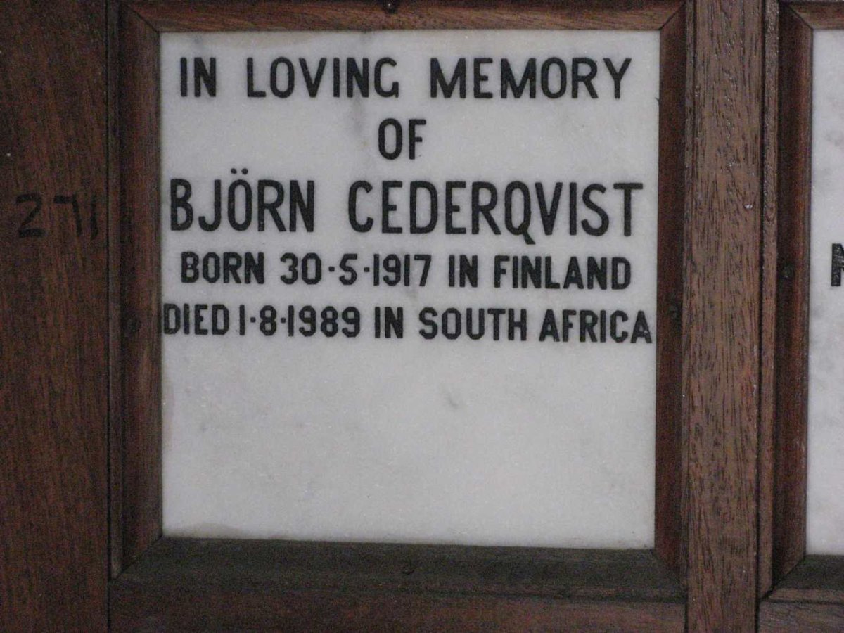 CEDERQVIST Björn 1917-1989