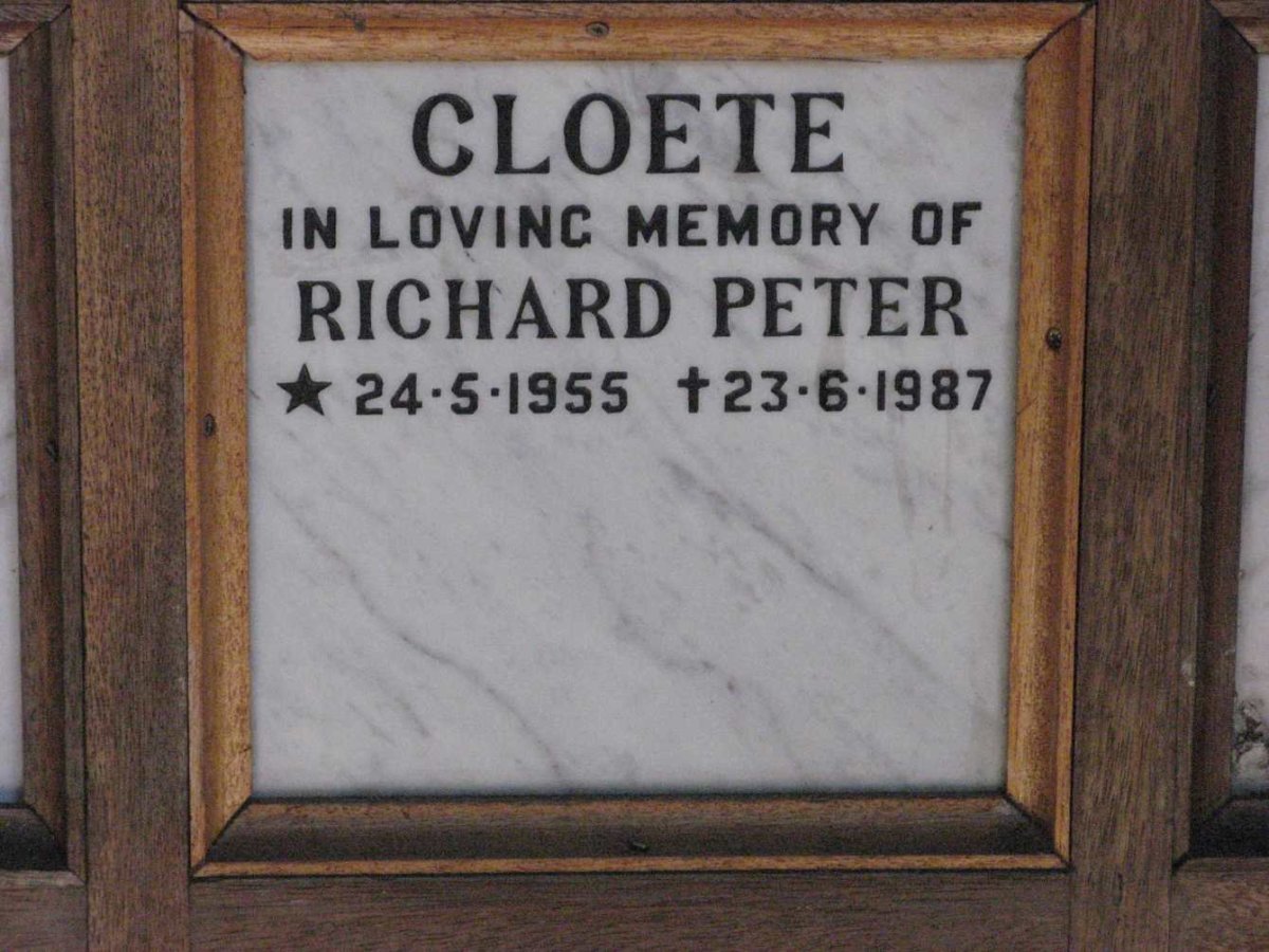 CLOETE Richard Peter 1955-1987