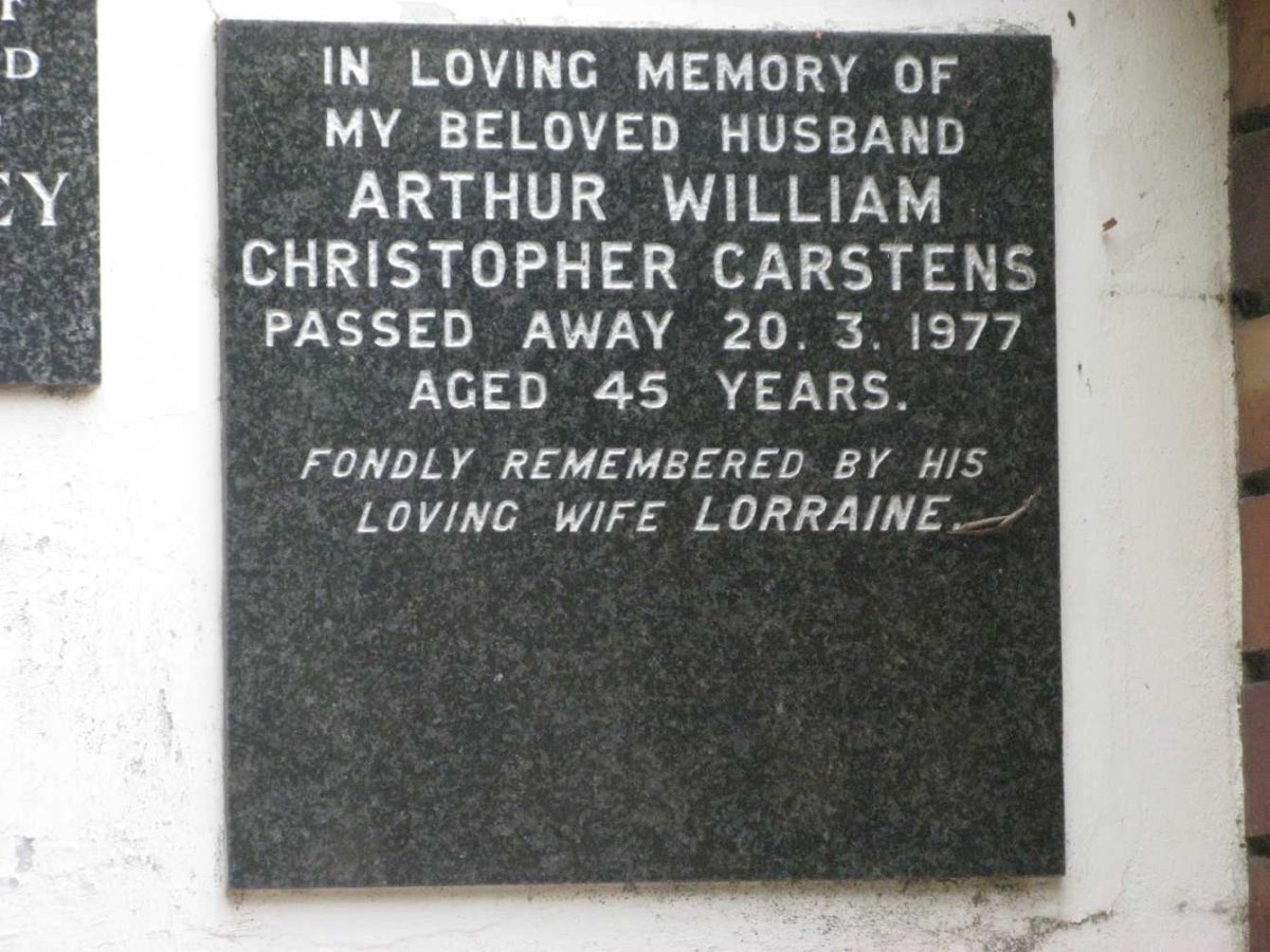 CARSTENS Arthur William Christopher -1977