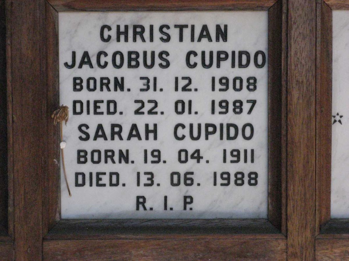 CUPIDO Christian Jacobus 1908-1987 &amp; Sarah 1911-1988