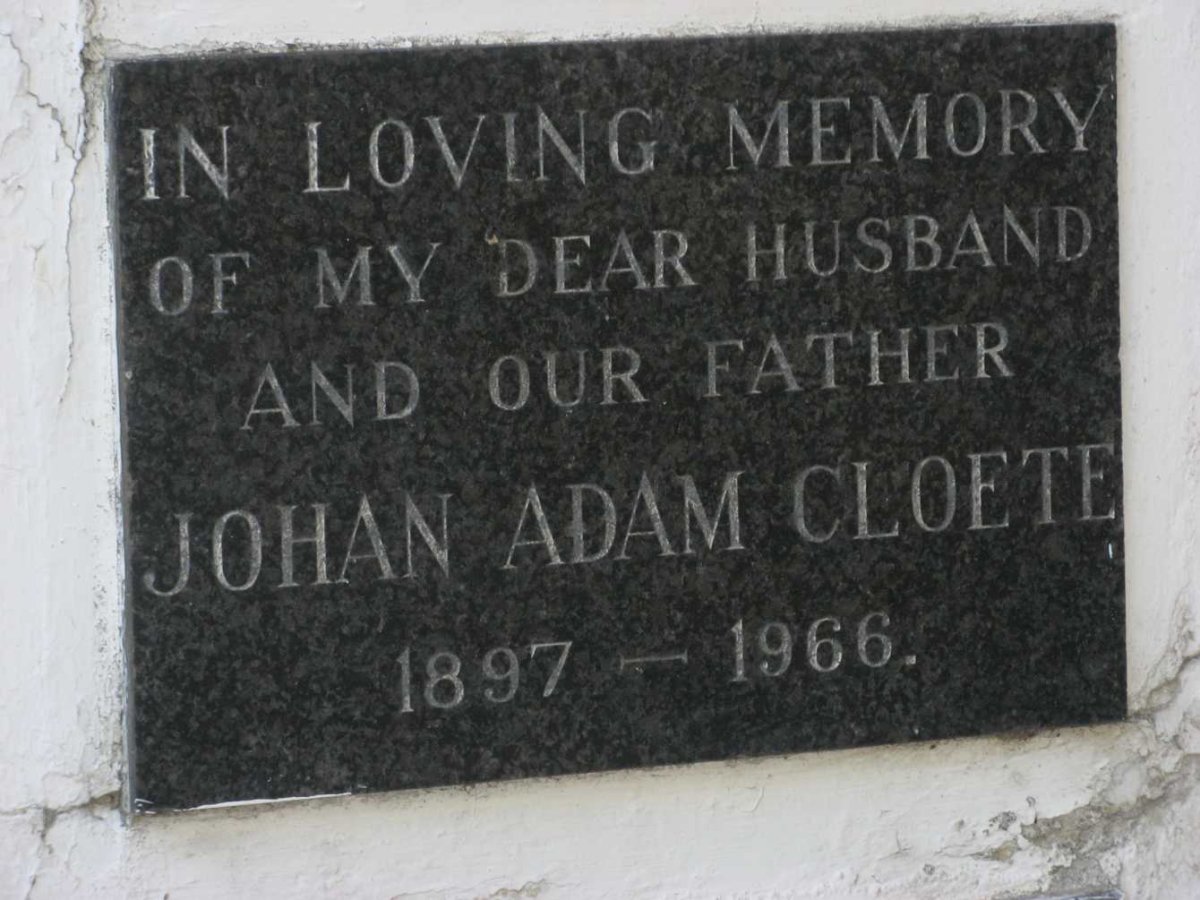 CLOETE Johan Adam 1897-1966
