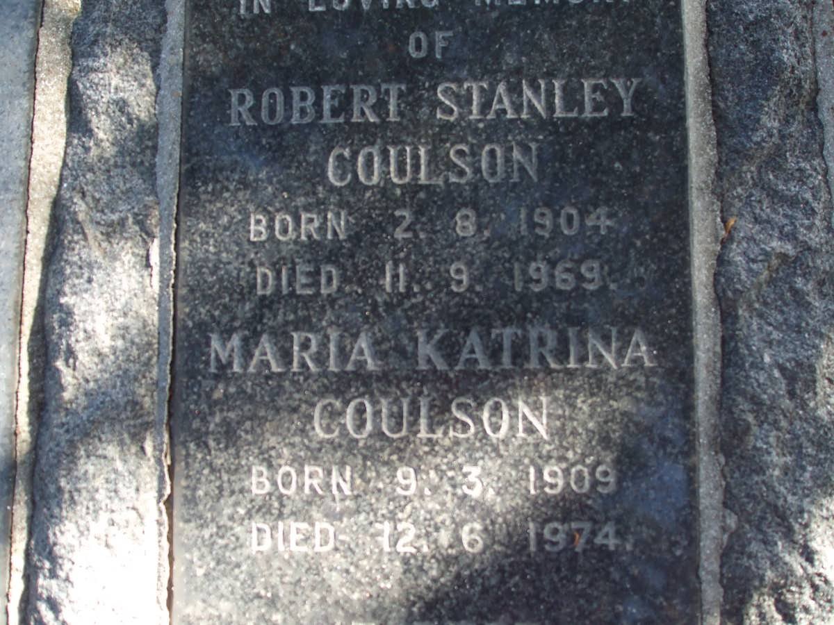 COULSON Robert Stanley 1904-1969 &amp; Maria Katrina 1909-1974