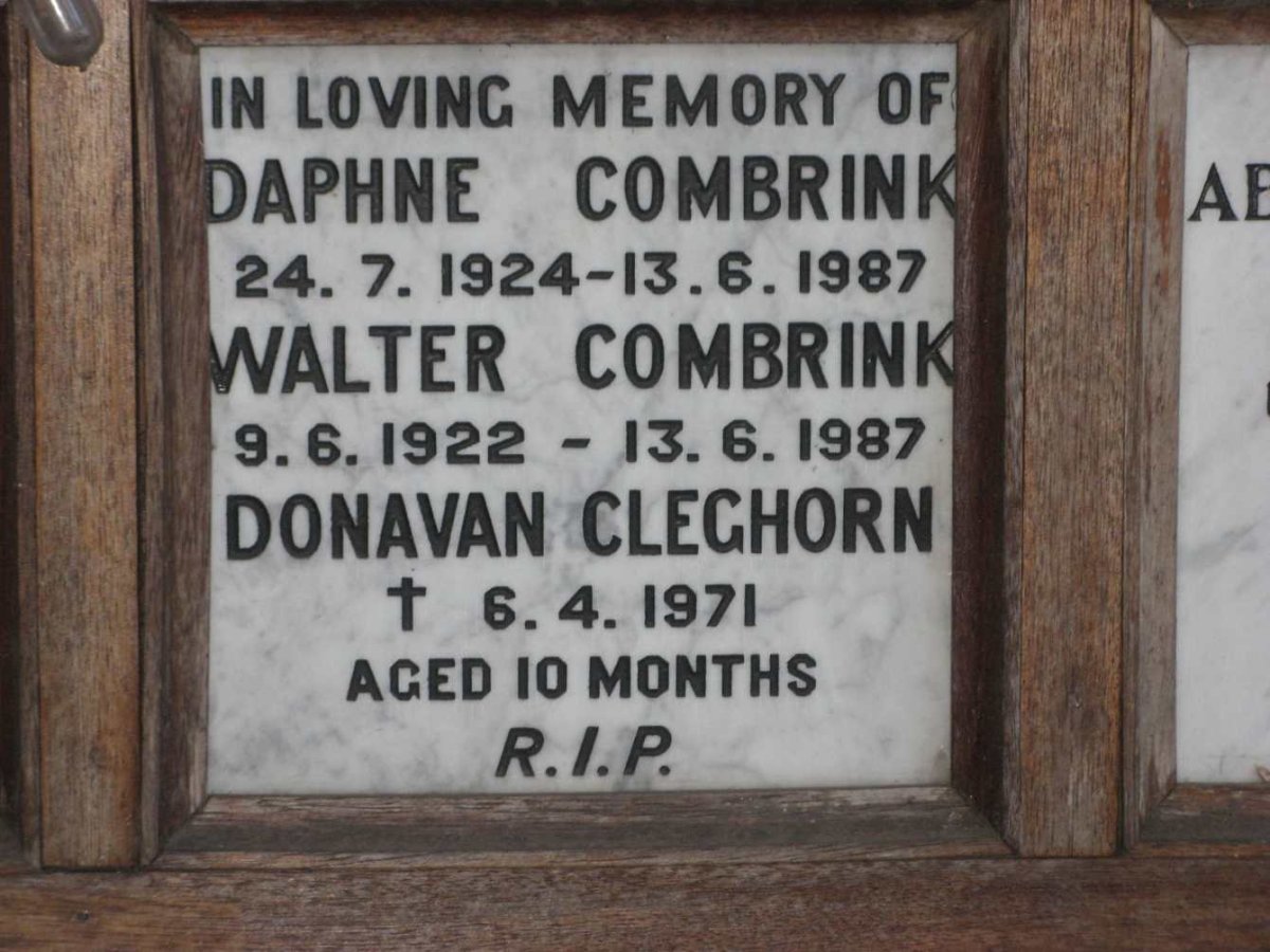 COMBRINK Walter 1922-1987 &amp; Daphne 1924-1987 :: CLEGHORN Donavan -1971