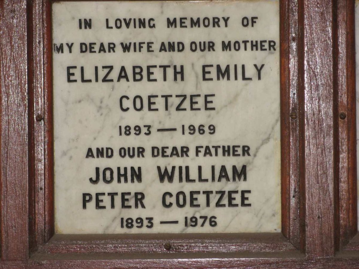 COETZEE John William Peter 1893-1976 &amp; Elizabeth Emily 1893-1969