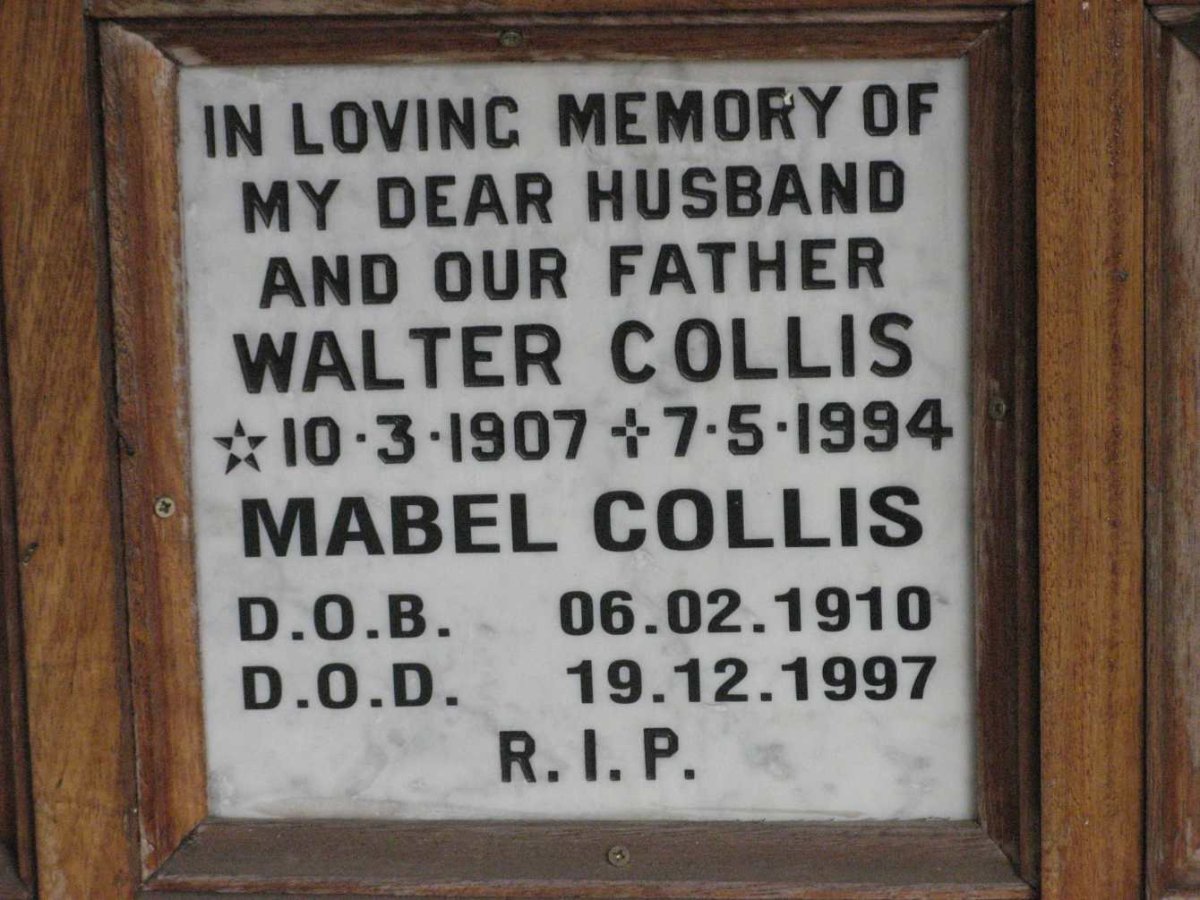 COLLIS Walter 1907-1994 &amp; Mabel 1910-1997