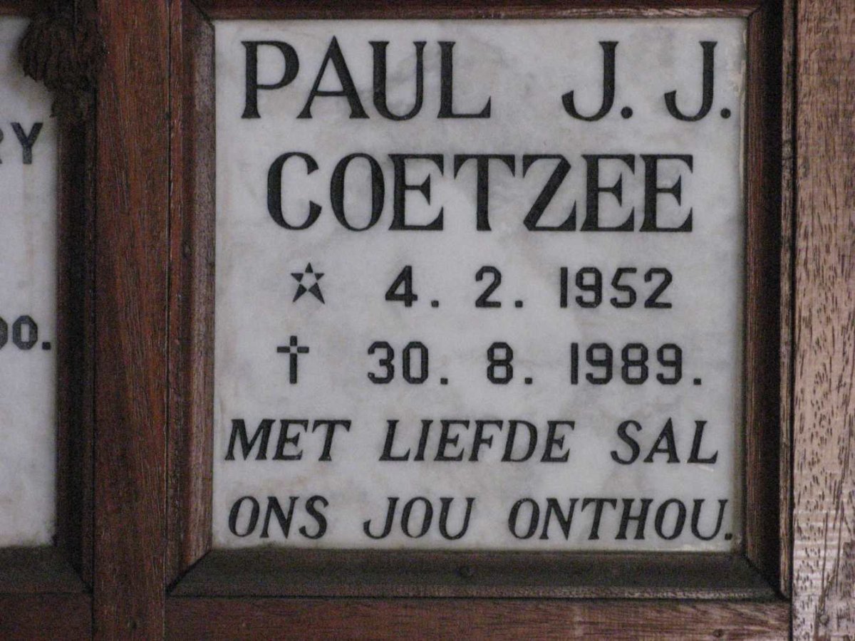 COETZEE Paul J.J. 1952-1989