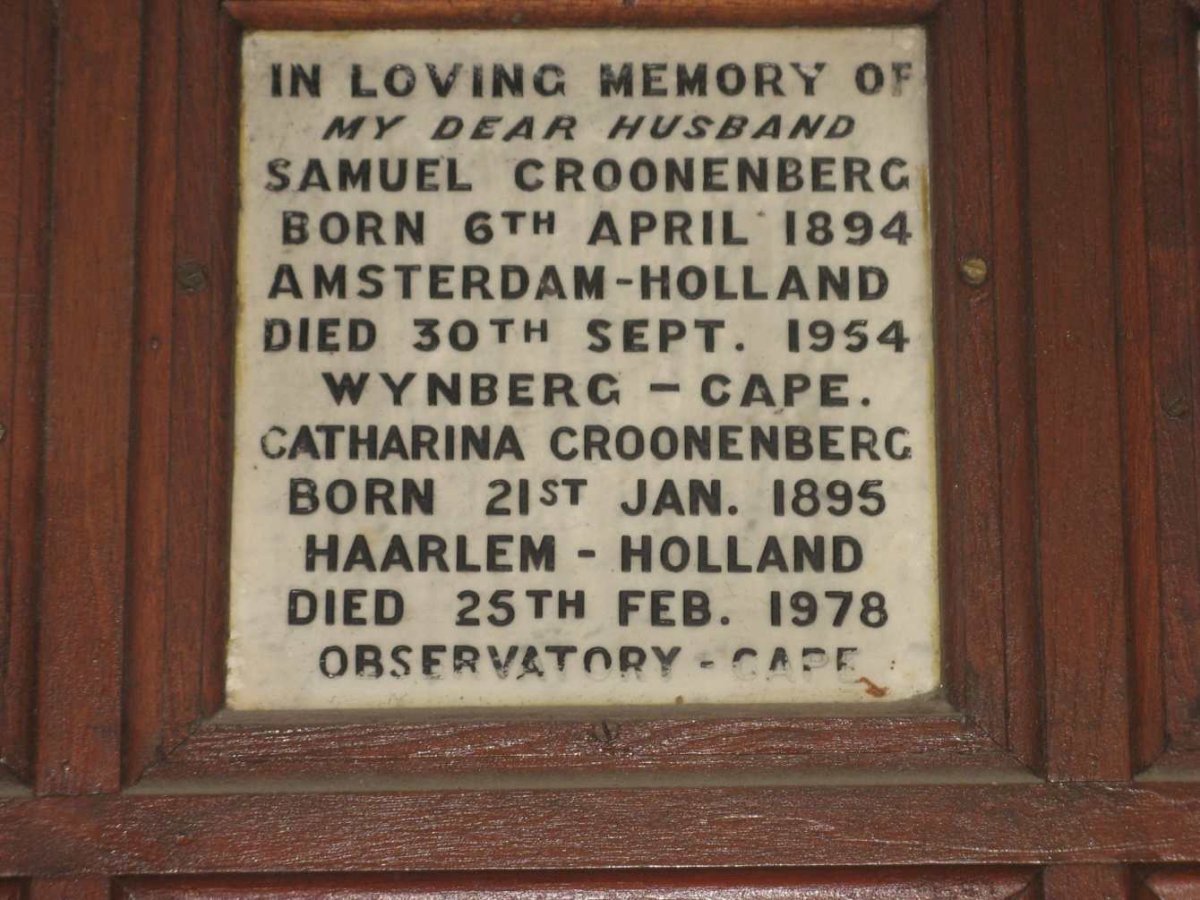 CROONENBERG Samuel 1894-1954 &amp; Catharina 1895-1978