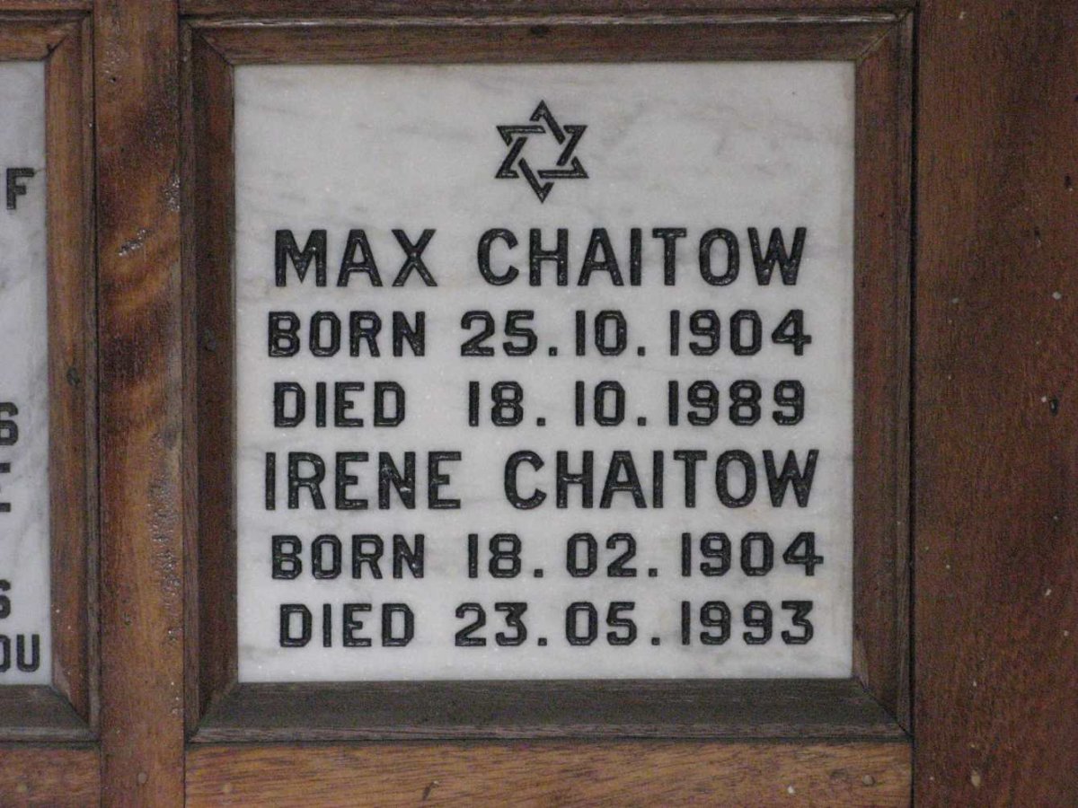 CHAITOW Max 1904-1989 &amp; Irene 1904-1993