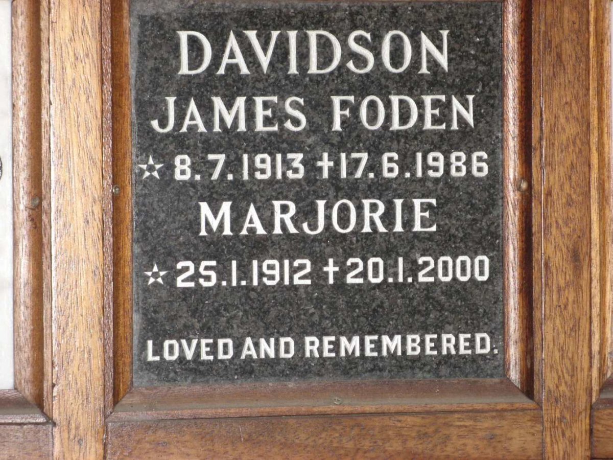 DAVIDSON James Foden 1913-1986 &amp; Marjorie 1912-2000