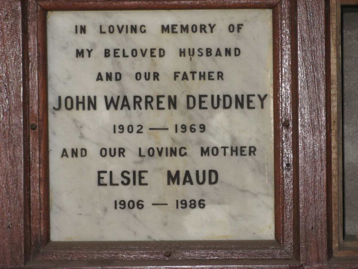 DEUDNEY John Warren 1902-1969 &amp; Elsie Maud 1906-1986
