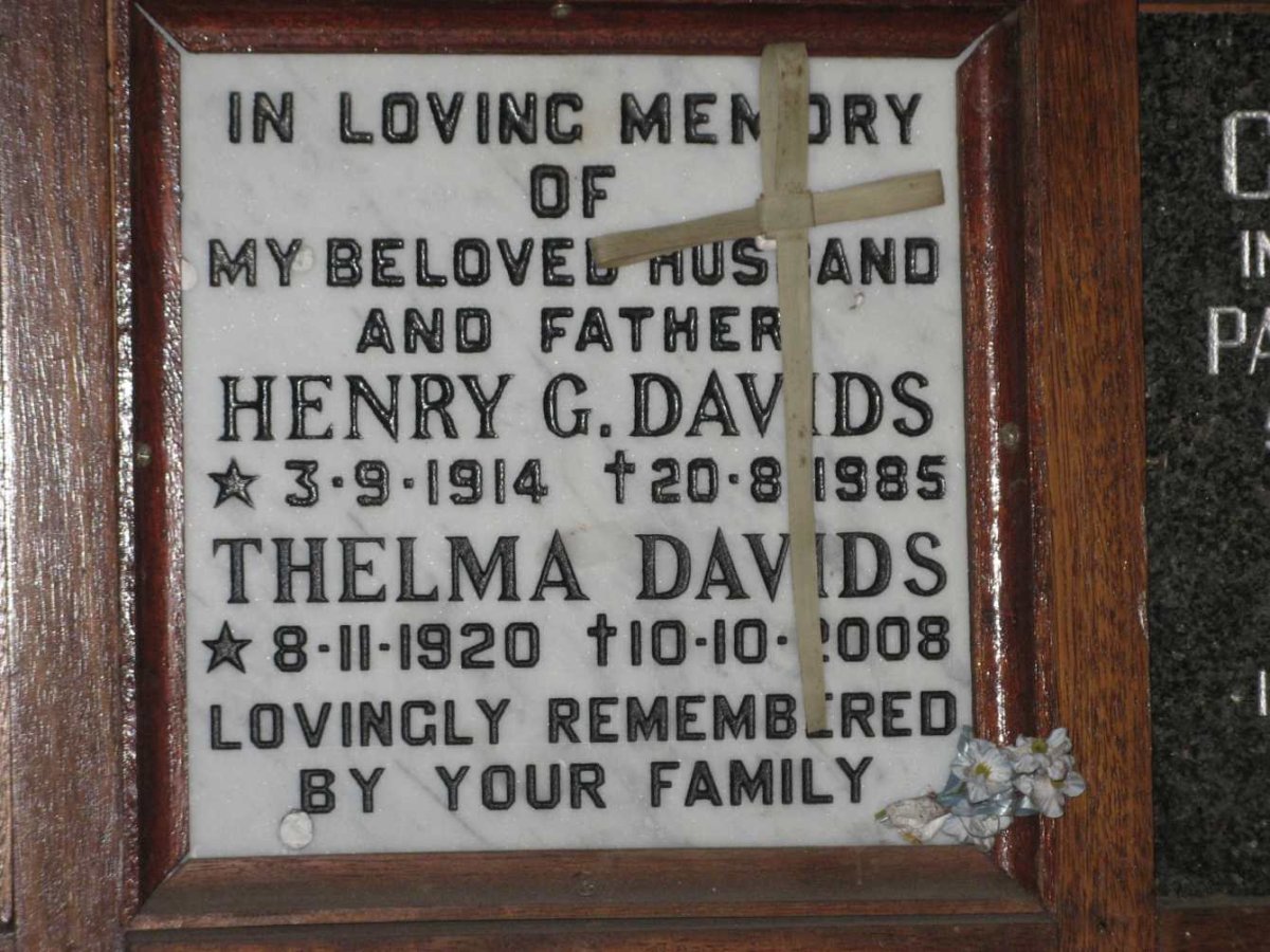 DAVIDS Henry G. 1914-1985 &amp; Thelma 1920-2008