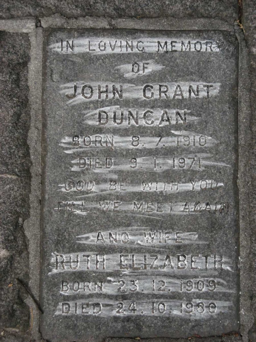DUNCAN John Grant 1910-1971 &amp; Ruth Elizabeth 1909-1980