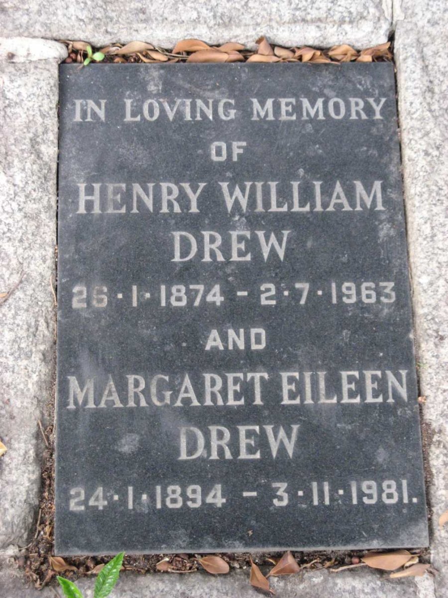 DREW Henry William 1874-1963 &amp; Margaret Eileen 1894-1981