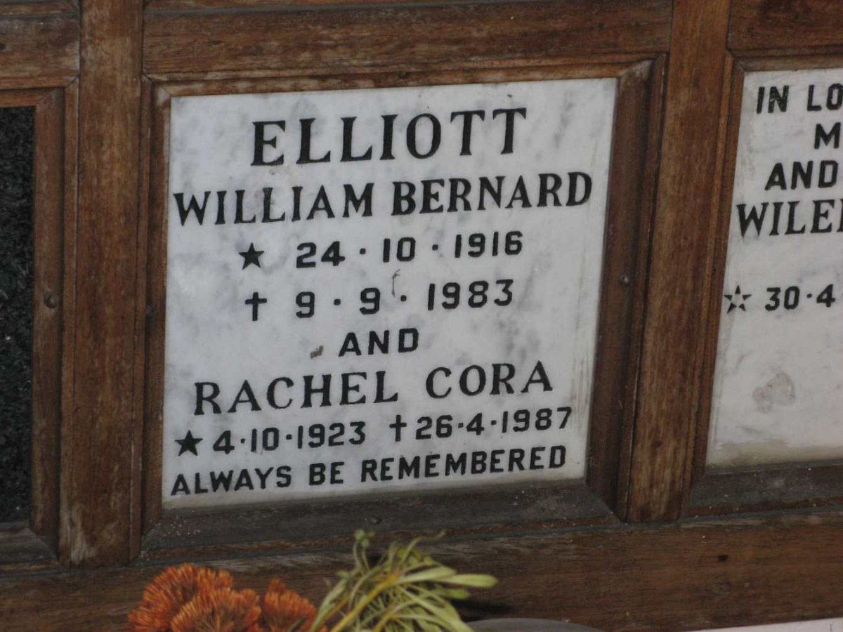 ELLIOTT William Bernard 1916-1983 &amp; Rachel Cora 1923-1987