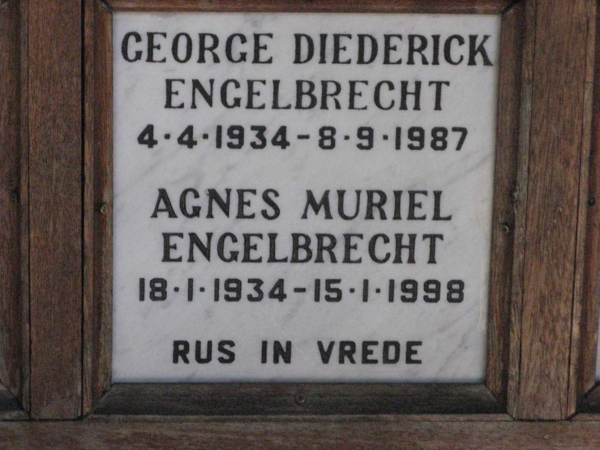 ENGELBRECHT George Diederick 1934-1987 &amp; Agnes Muriel 1934-1998