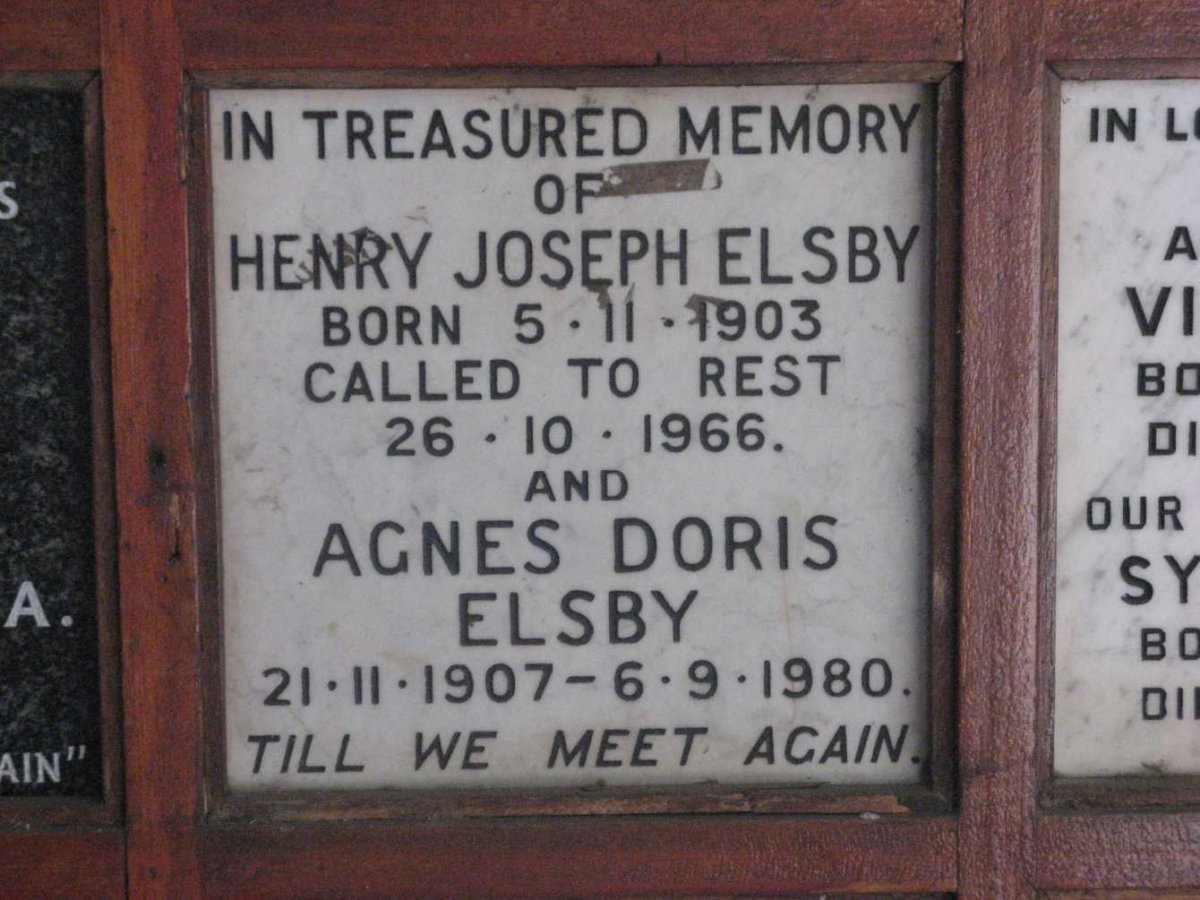 ELSBY Henry Joseph 1903-1966 &amp; Agnes Doris 1907-1980